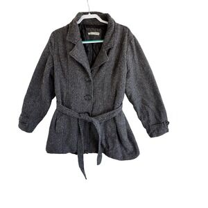 maurices Women's Herringbone Belted Blazer Coat Gray Size 2